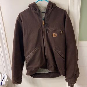 Brown Men’s Relaxed Fit Washed Duck Sherpa-Lined Jacket Size Small.